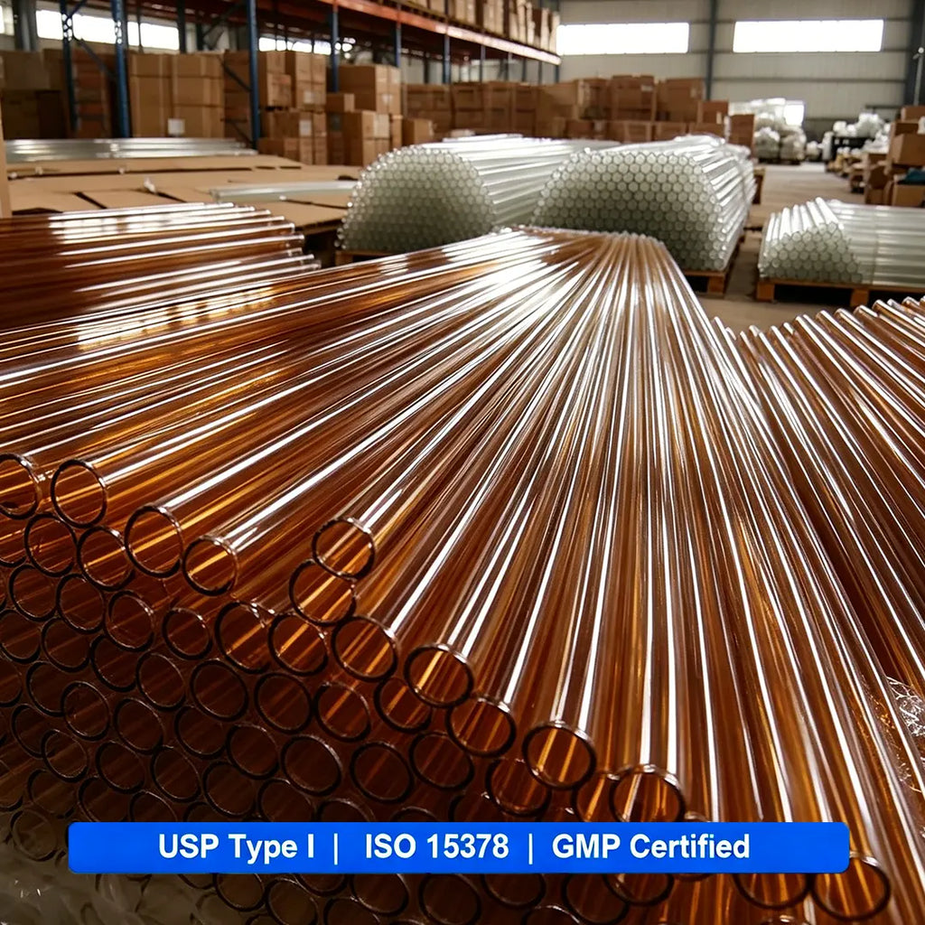 Amber Neutral Borosilicate Glass Tubing for Light-Sensitive Pharmaceuticals
